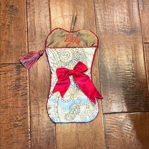 Frontgate Red and Cream Stocking with Bow